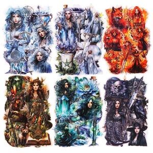 6pk 240 PET Stickers Magic Witch Vintage Fire Gothic Forest Goddess Crafts